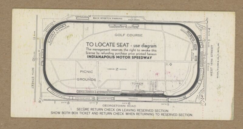 May 30, 1968 52nd International 500 Mile Sweepstakes A.J. Foyt Full Ticket 10