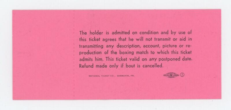 Muhammad Ali vs. Sonny Liston Full Ticket May 25, 1965 Arena Sec 2 $50