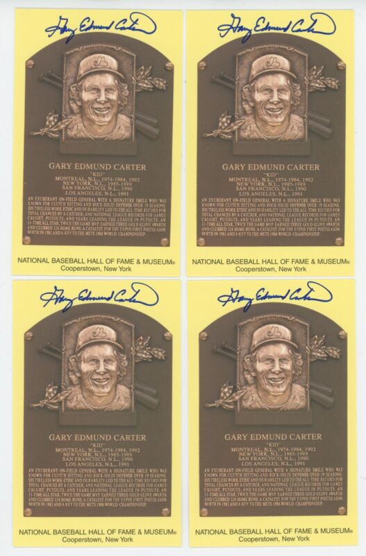 Lot of 18 Gary Edmund Carter Signed Yellow Hall of Fame Plaques w B&E Hologram