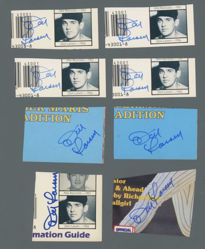 Lot of 14 Don Larsen Cut Autos - Great for Custom Cards - with B&E Hologram