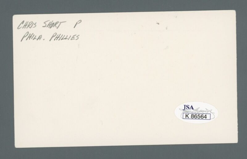 Chris Short Philadelphia Phillies Signed Index Card Auto with JSA cert