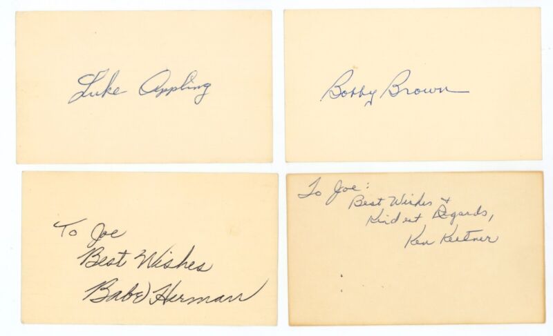 Lot of 24 Diff MLB Stars SIGNED 3x5 Index Cards Appling, Sain, etc. w/ holograms