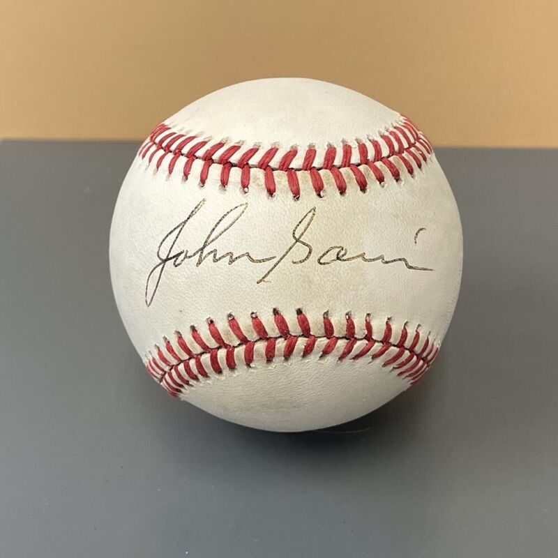 John Sain Milwaukee Braves Signed OAL B Brown Baseball Auto with B&E Hologram