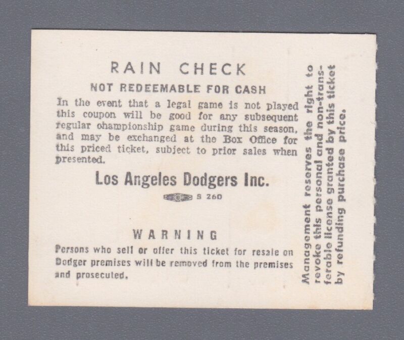 April 13, 1971 Los Angeles Dodgers Ticket Stub vs Cubs   Joe Pepitone Home Run