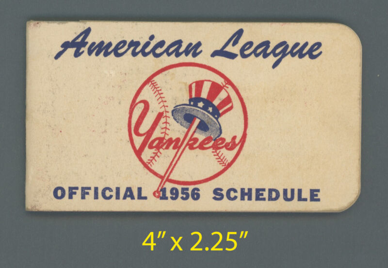 Official 1956 NY Yankees Pocket Schedule