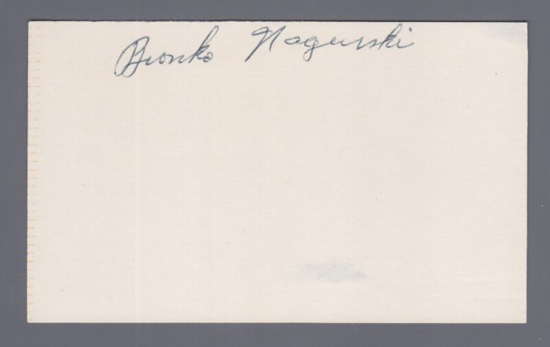 Bronco Nagurski NFL HOF Signed Index Card with B&E Hologram