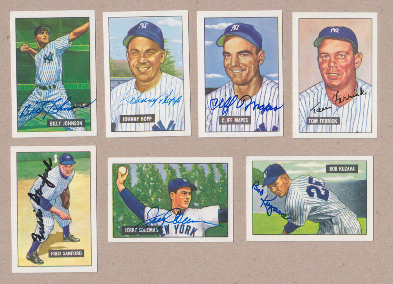 Lot of 7 Different Signed 1951 Bowman Reprint Cards Auto with B&E Hologram