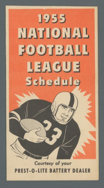 1955 National Football League Schedule Prest-O-Lite Battery Dealer