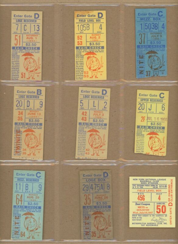 Lot of 27 1964-79 New York Mets Ticket Stubs Shea Stadium