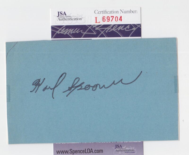 Karl Spooner Hall of Famer Signed Index Card with JSA cert