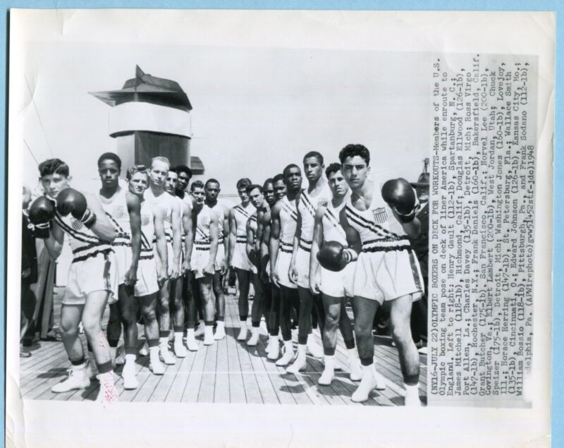 Vintage 8x10 Original AP Press WirePhoto - July 1948 Olympic Boxers