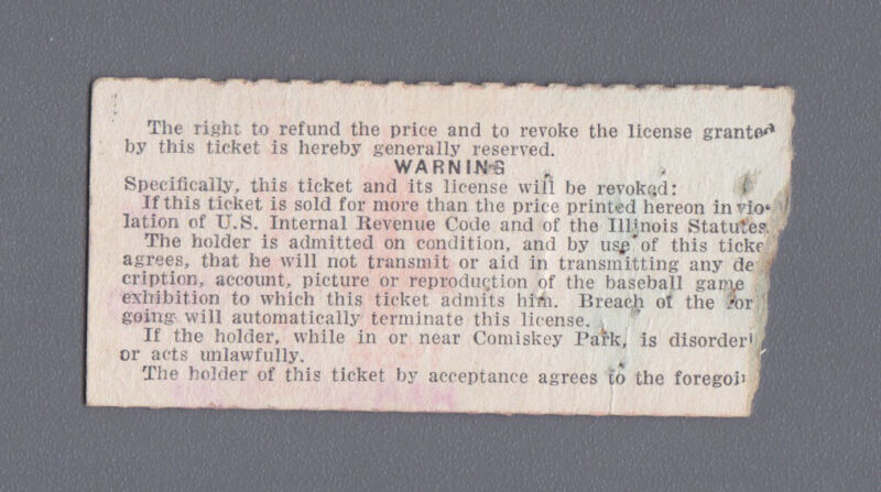  July 4, 1956 at Chicago White Sox Ticket Stub