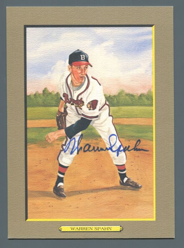 Warren Spahn Signed Perez Steele Great Moments Auto with B&E Hologram