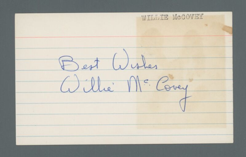 Willie McCovey HOFer SF Giants Vintage Signed Index Card with B&E Hologram