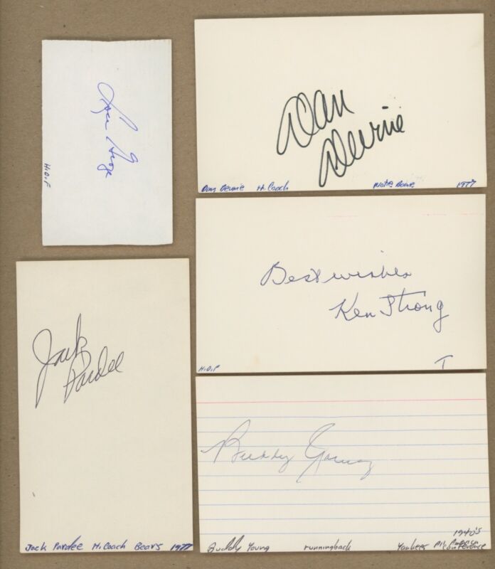 Lot of 5 Football Stars Signed Index Cards Auto with B&E Hologram* 2 HOFers