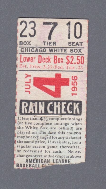  July 4, 1956 at Chicago White Sox Ticket Stub