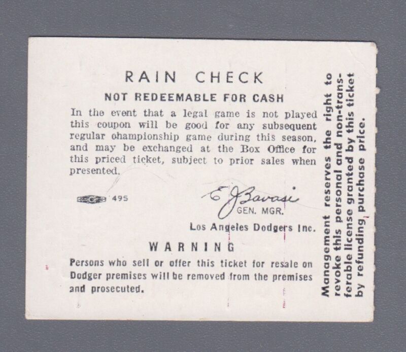 July 8, 1966 Los Angeles Dodgers Ticket Stub vs Braves   Joe Torre Home Run