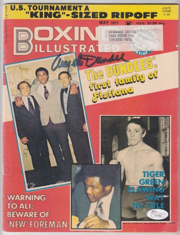 Angelo Dundee Signed May 1977 Boxing Illustrated Magazine Auto with B&E Hologram