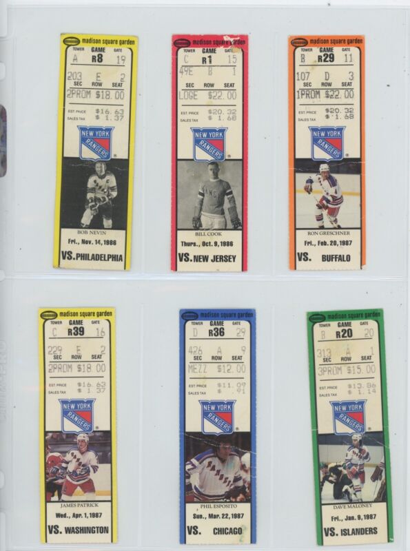 Lot of 25 New York Rangers Hockey Ticket Stubs Regular Season and 10 Playoffs