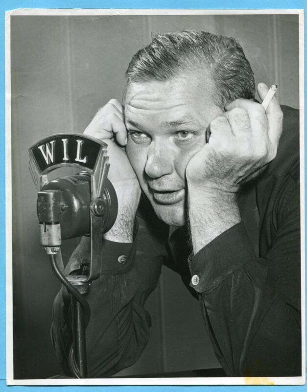 Vintage 8x10 Original Press WirePhoto - Dizzy Dean at a WIL Radio Mic