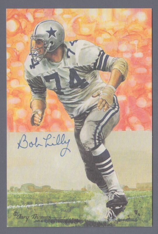 Bob Lilly Signed Pro Football HOF Art Series Postcard with PSA/DNA Sticker