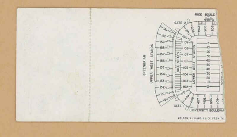 Oct 2, 1976 Rice Owls vs Texas Longhorns at Rice Stadium Ticket Stub