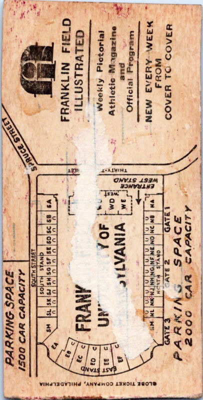 Oct 31, 1936 Navy vs. Pennsylvania Ticket Stub $1.71