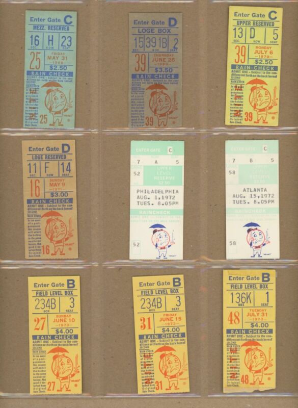 Lot of 27 1964-79 New York Mets Ticket Stubs Shea Stadium