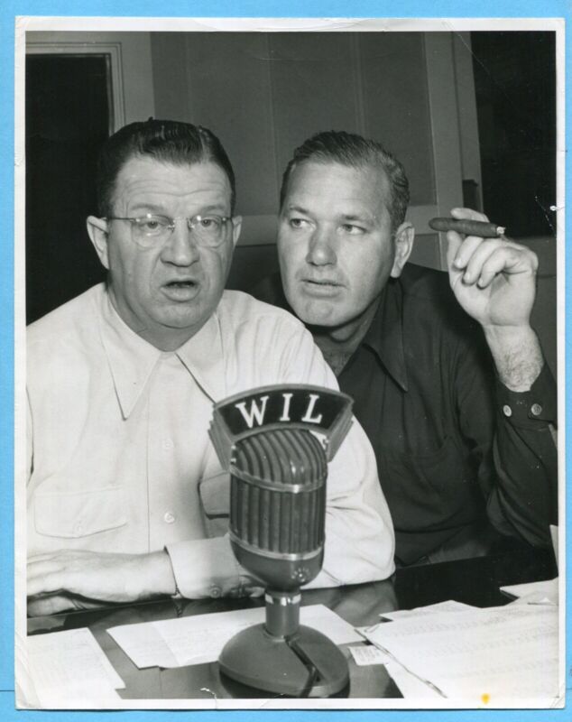 Vintage 8x10 Original Press WirePhoto - Dizzy Dean at a WIL Radio Mic with other