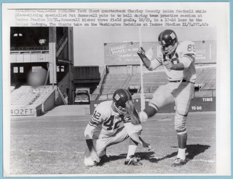 Pat Summerall and Charlie Conerly NY Giants 8x10 Original UPI Press WirePhoto