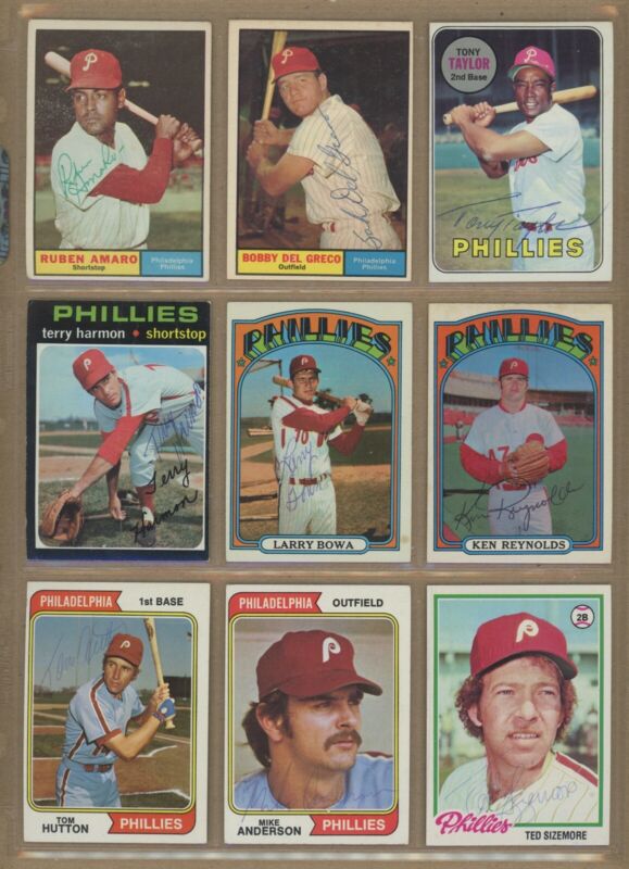 Lot of 25 Different Signed Philadelphia Phillies Cards Auto w B&E Hologram