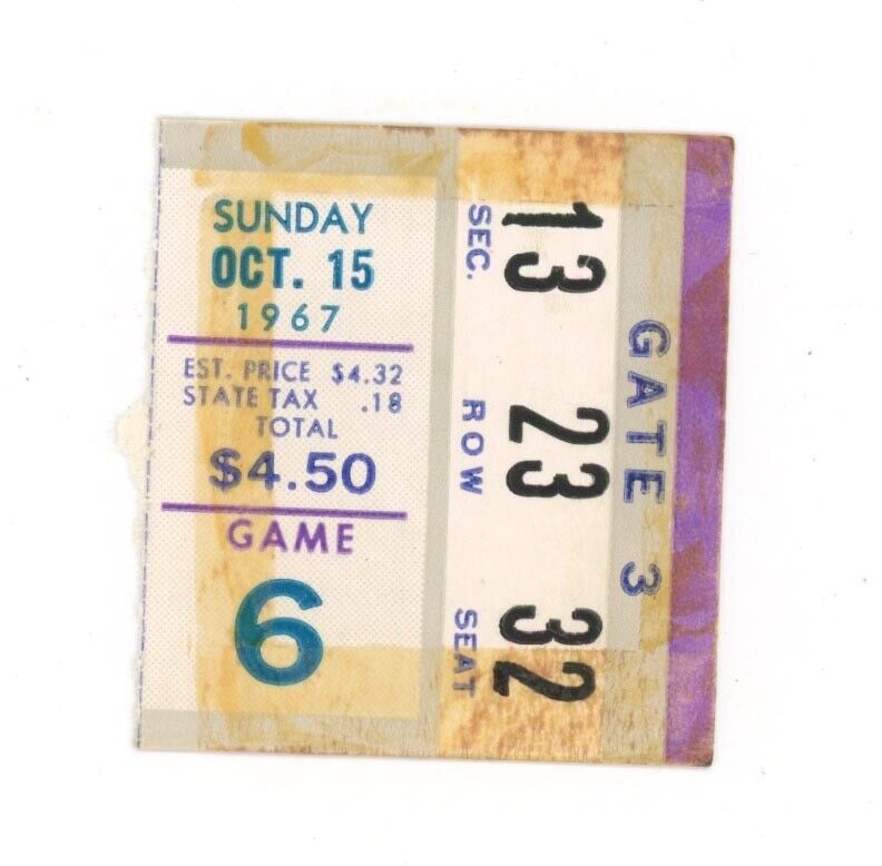 Oct 15, 1967 Oakland Raiders at Buffalo Bills DATED Ticket Stub - tape