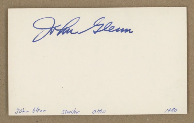 Senator John Glenn Astronaut SIGNED 3x5" Index Card w/ Hologram