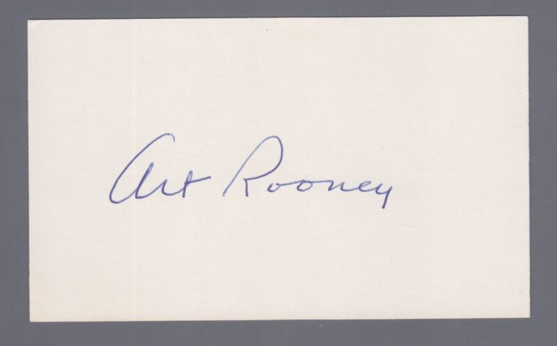 Art Rooney Steelers Owner NFL HOF Signed Index Card with B&E Hologram #2