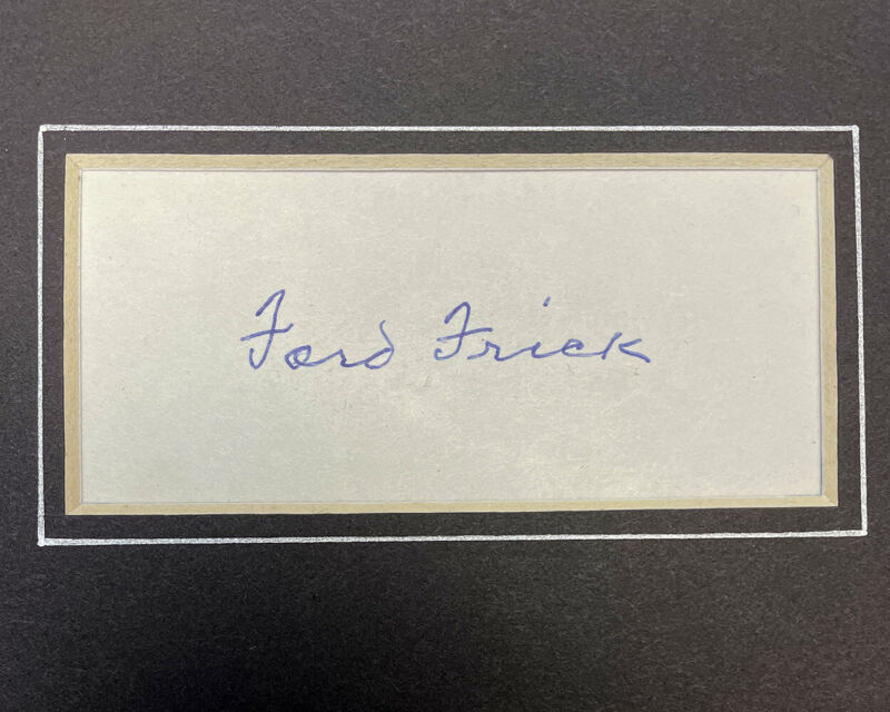 Ford Frick 11x14 Matted Signed Index Card with B&E Hologram