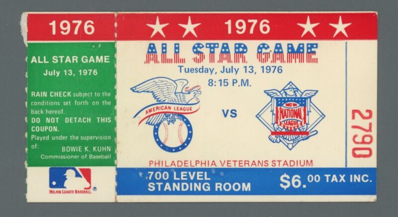 July 13, 1976 All-Star Game Philadelphia Veterans Stadium Ticket Stub