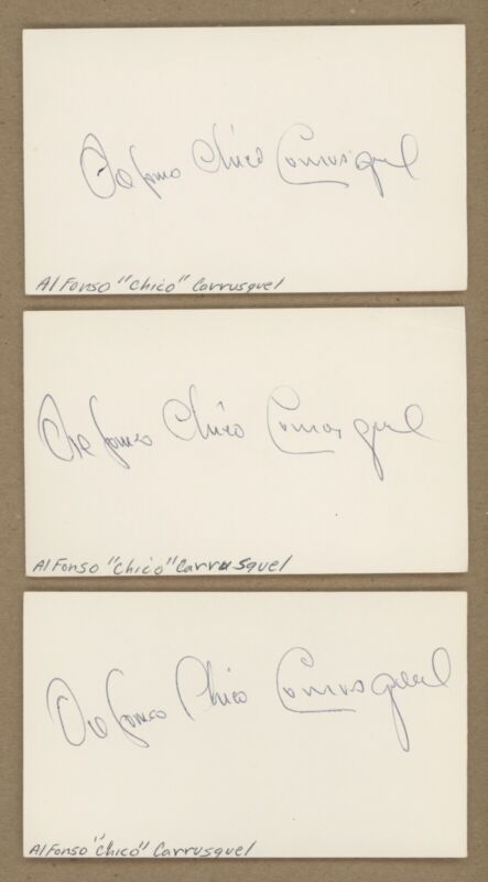 Lot of 3 Alfonso Chico Carrasquel Signed 3x5" Index Cards Auto w/ Holograms