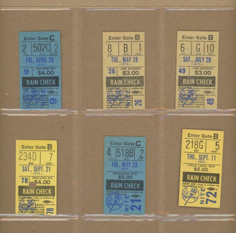 Lot of 15 1972 thru 1975 New York Yankees Ticket Stubs Yankee Stadium