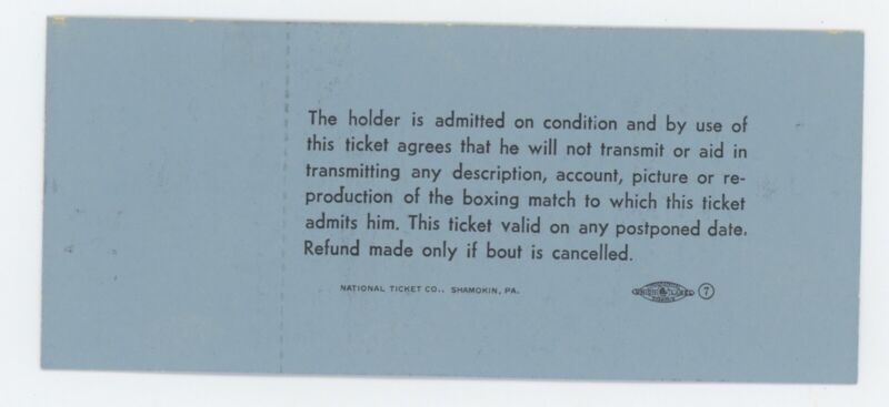 Muhammad Ali vs. Sonny Liston Full Ticket May 25, 1965 Standing Room $25 #244