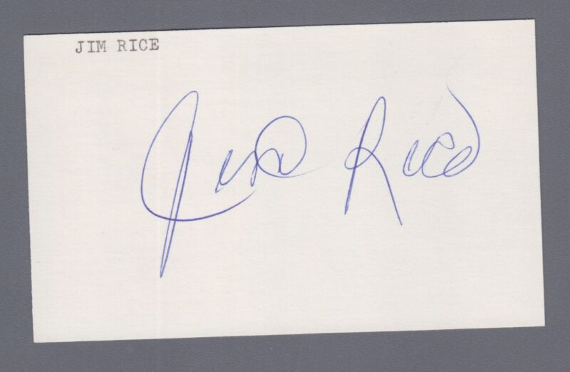 Jim Rice Signed Index Card with B&E Hologram