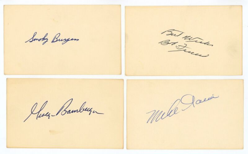 Lot of 24 Diff MLB Stars SIGNED 3x5 Index Cards Appling, Sain, etc. w/ holograms