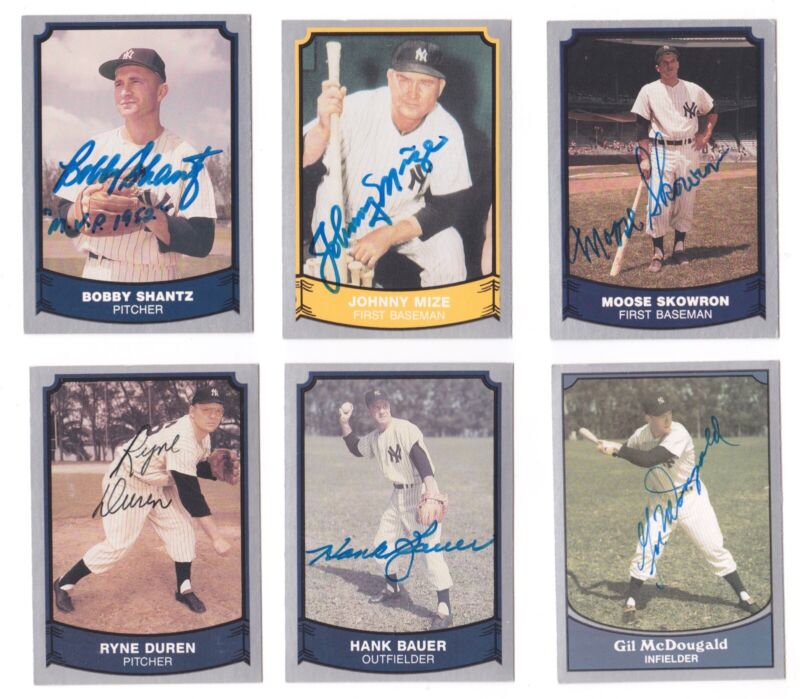 Lot of 12 Different Signed Yankees 1988 Pacific Legends Cards with B&E Hologram