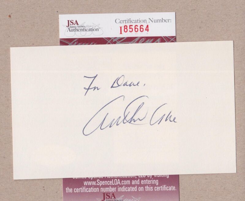 Arthur Ashe Tennis Legend Signed Index Card with JSA cert