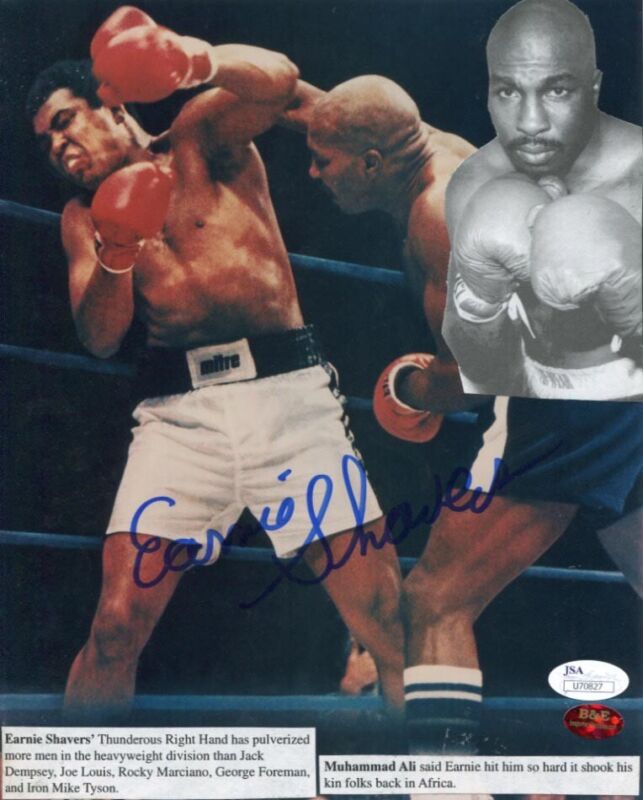 Ernie Shavers vs. Ali Signed 8X10 Photo Collage with JSA & B&E Cert