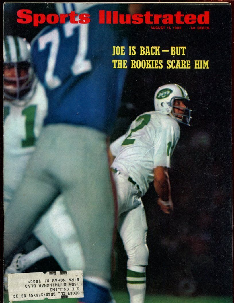 August 11 1969 Sports Illustrated Magazine With Joe Namath Jets Cover EXMT