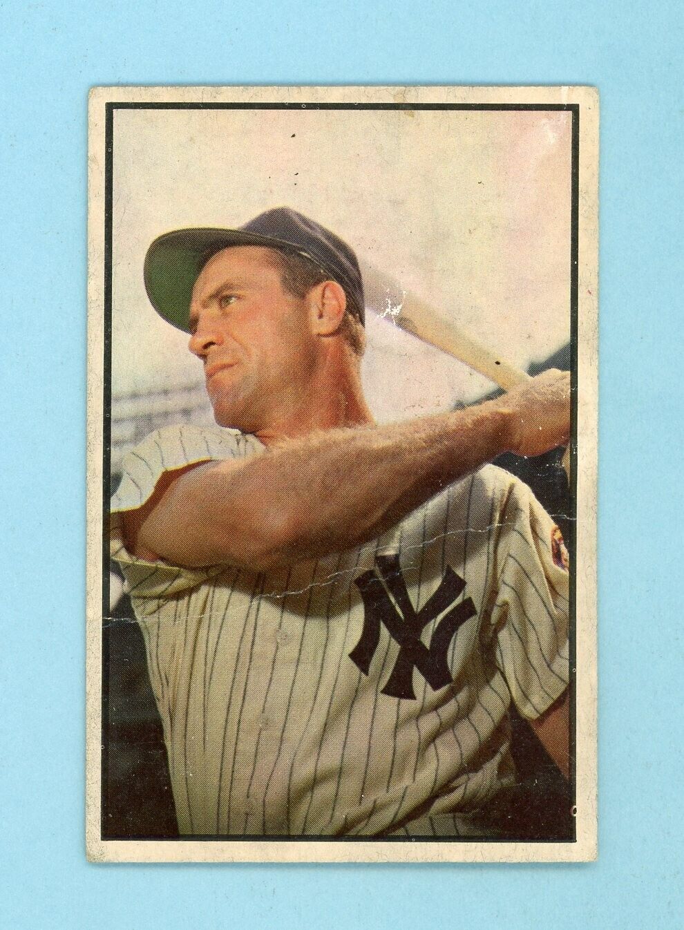 1953 Bowman Color #84 Hank Bauer New York Yankees Baseball Card Low Grade