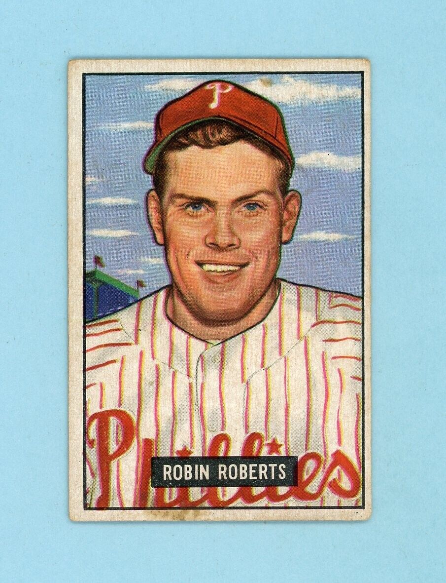 1951 Bowman #3 Robin Roberts Philadelphia Phillies Baseball Card EX sta ft