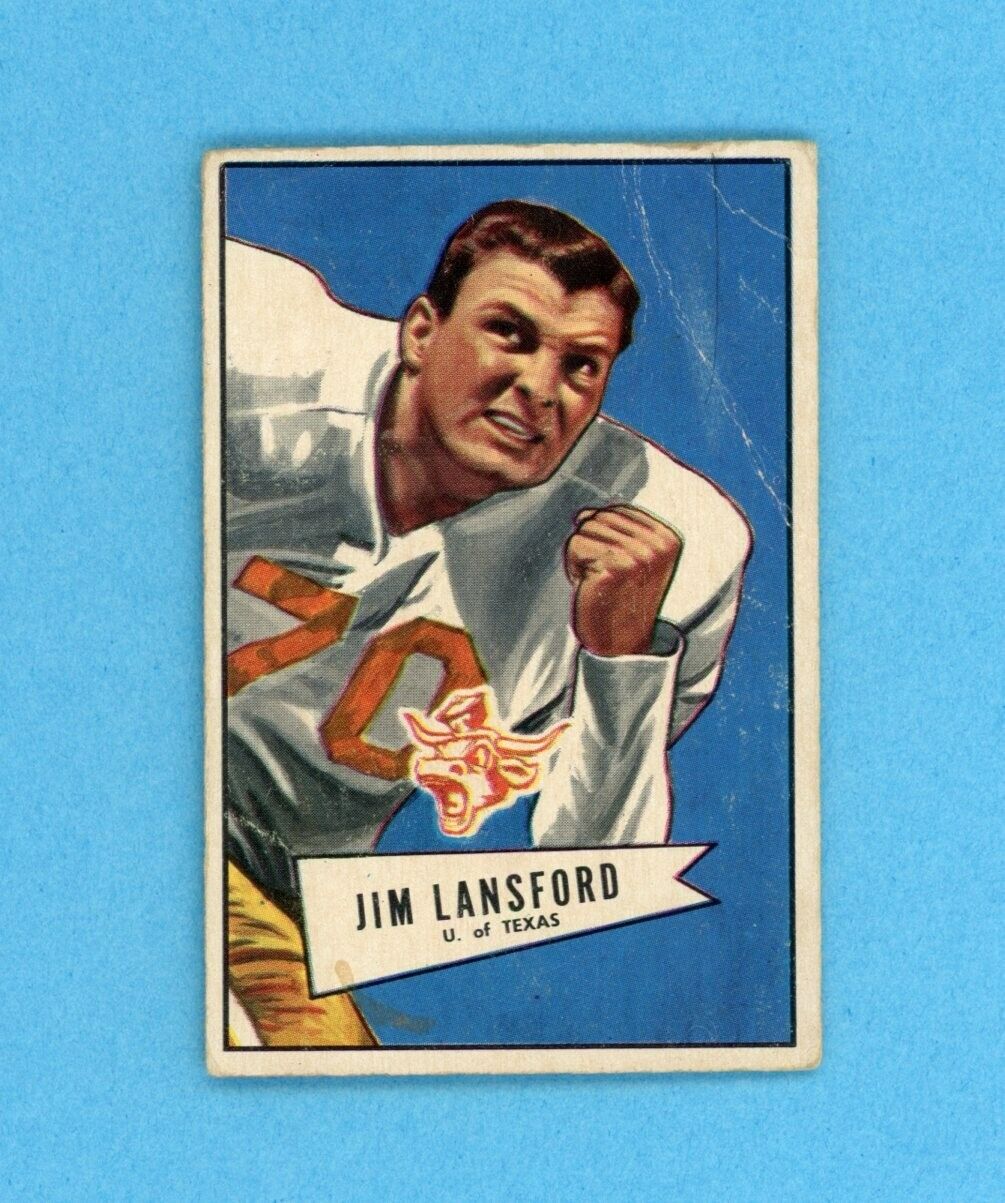 1952 Bowman Small #144 Jim Lansford Univ of Texas Rookie Football Card Low Grade