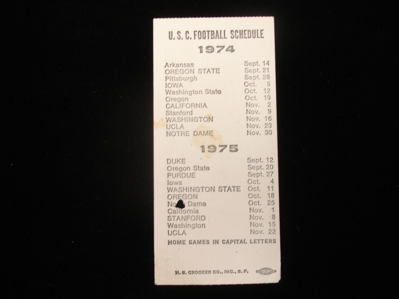 November 24, 1973 UCLA @ USC Football Game Ticket Stub