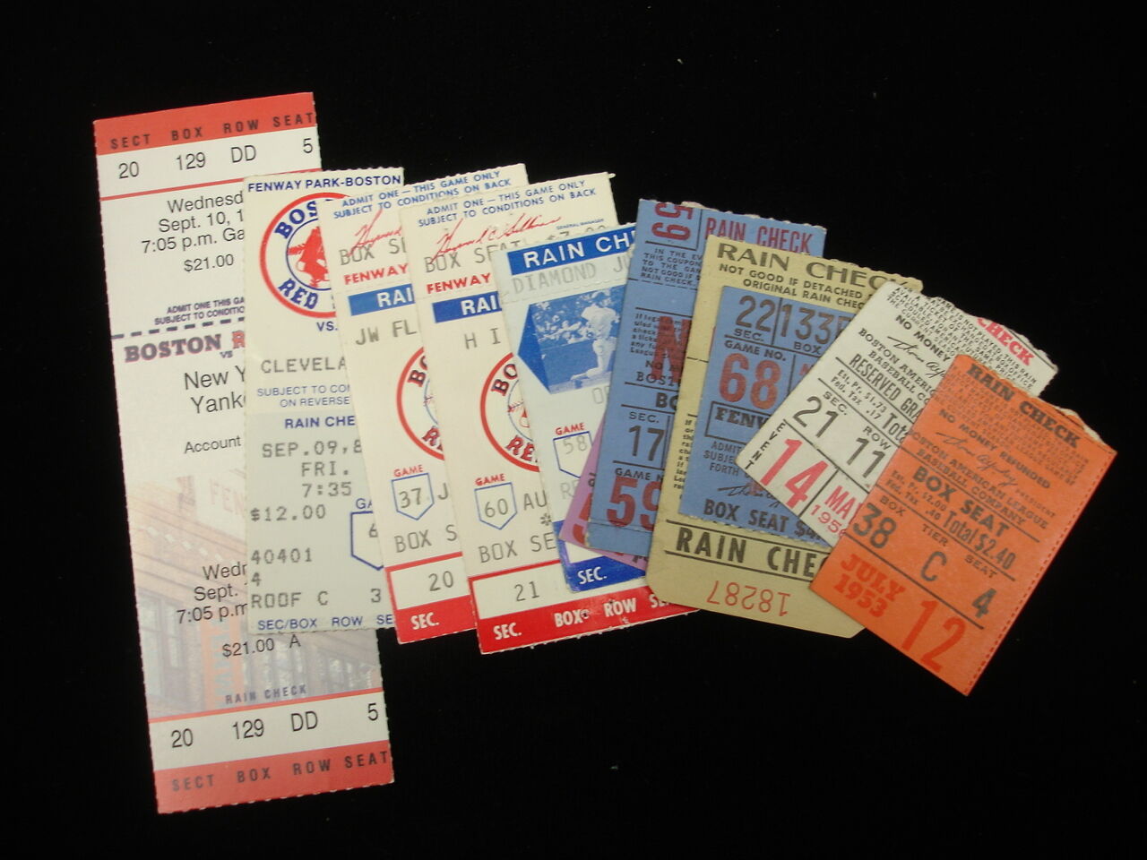 Lot of 10 Boston Red Sox Ticket Stubs - 1953-97